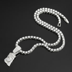 Hip Hop Pendant Necklace With 4mm Tennis Chain
