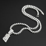 Hip Hop Pendant Necklace With 4mm Tennis Chain