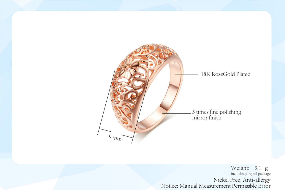 Flower Cutout Craft Rose Gold Fashion Ring