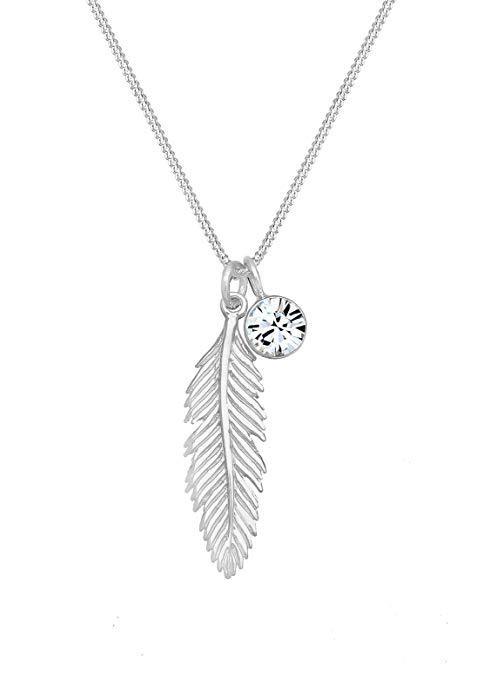 Zinc Alloy European And American Fashion & Trend Ornament Feather Diamond Pendant Necklace