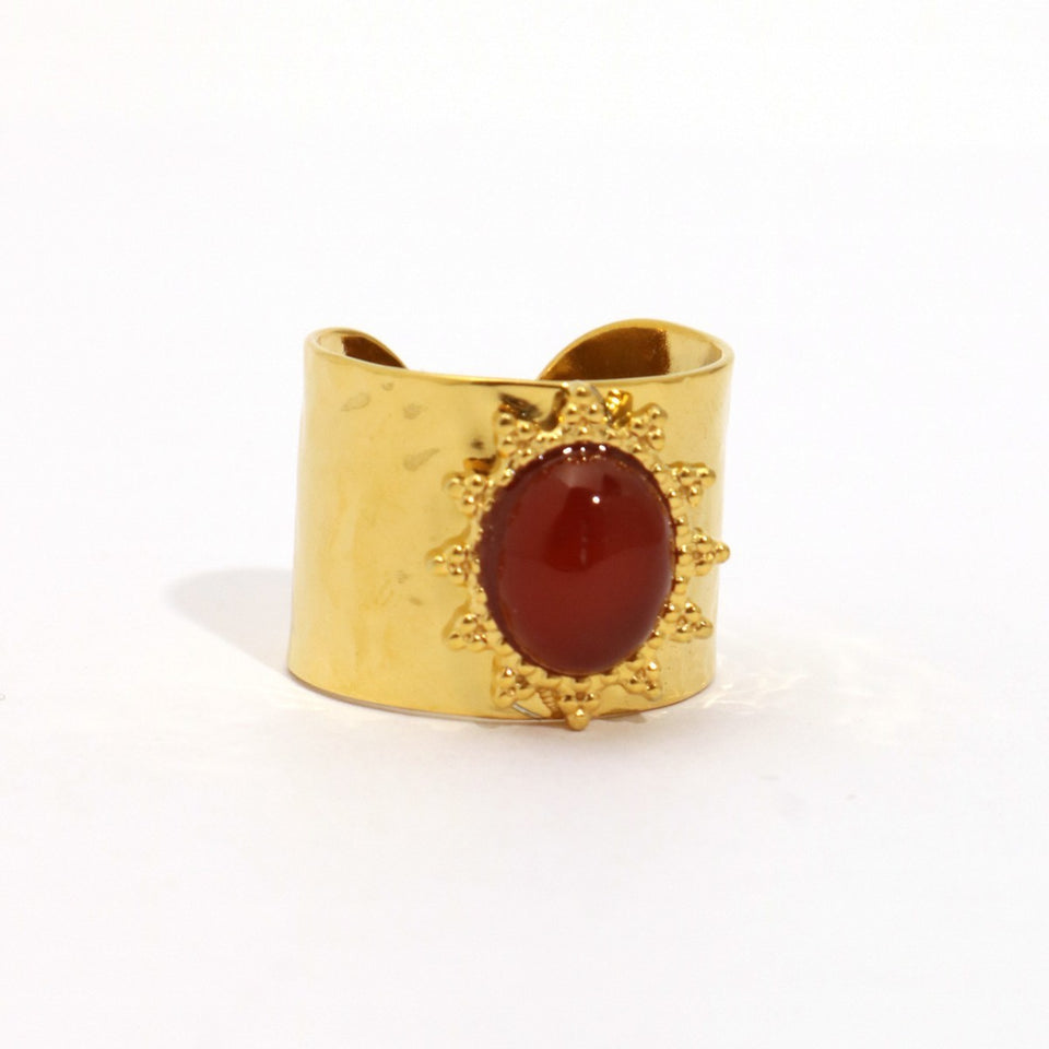 Retro Stainless Steel Gemstone Ring