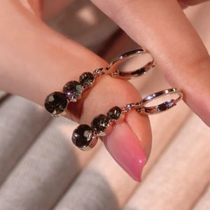 Temperament Super Shiny Gray Black Shiny Diamond Tassel Earrings