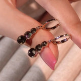 Temperament Super Shiny Gray Black Shiny Diamond Tassel Earrings