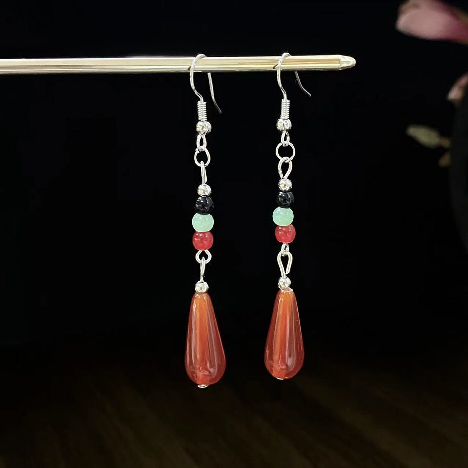 Long Ear Hook Antique Style Tassel Water Drop Eardrops