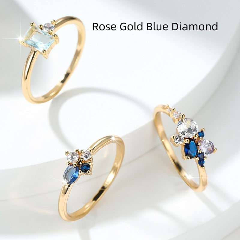 Three-piece Ring Set Topaz Couple Rings