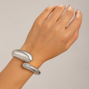 Women's Exaggerated Large Water Drop Metal Glossy Surface Mirror Open-ended Bracelet