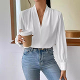 Long Sleeve Design Sense V-neck Loose Top