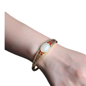Fashion Natural Hetian Sterling Silver Bracelet