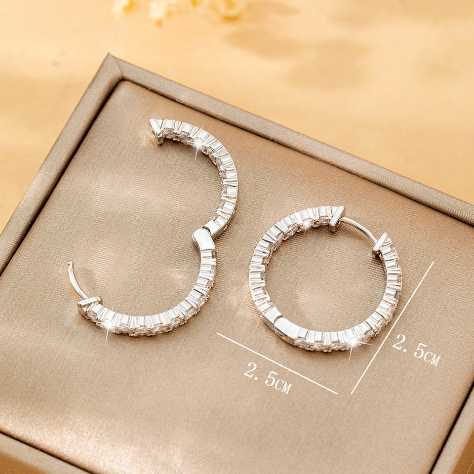 Copper Inlaid Zirconium Fashionable All-match Personalized Circle Earrings