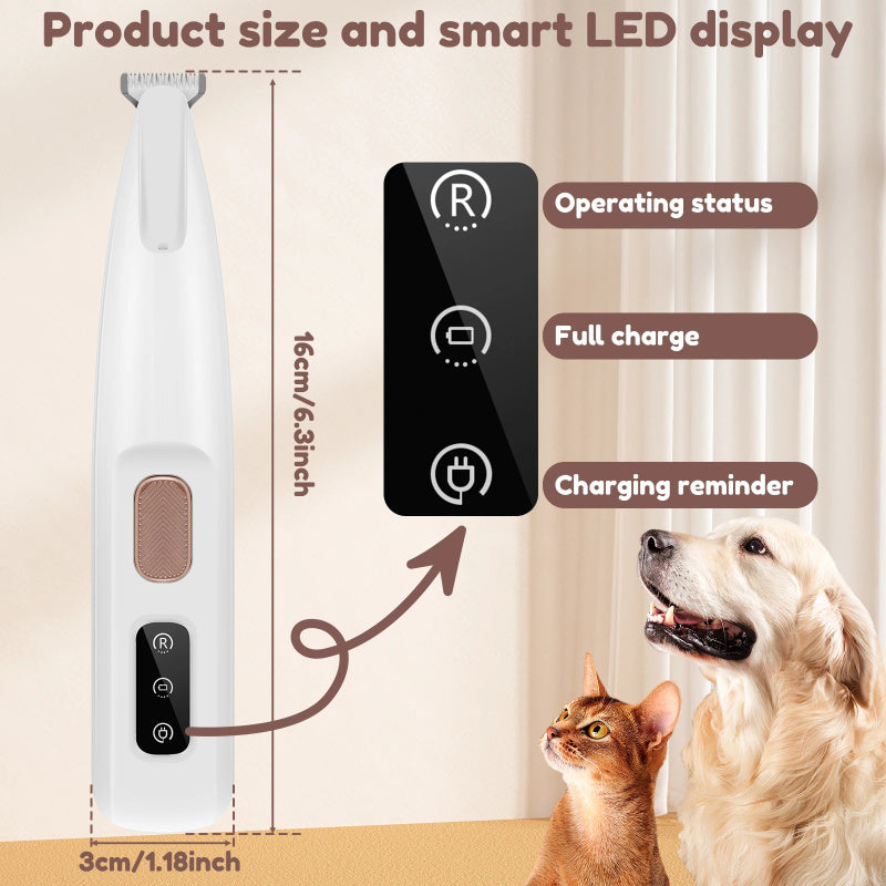 LED Dog Paw Trimmer | Waterproof Grooming Clippers