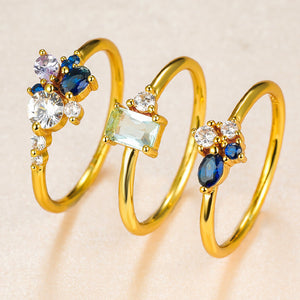 Three-piece Ring Set Topaz Couple Rings