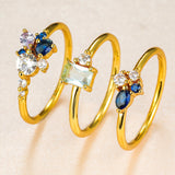Three-piece Ring Set Topaz Couple Rings