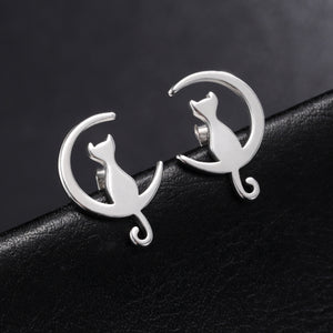 Fairy Tale Style Cute Sweet Moon Cat Ear Studs