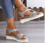 Women's Summer New Hemp Rope Wedge Light Bottom Peep Toe Sandals