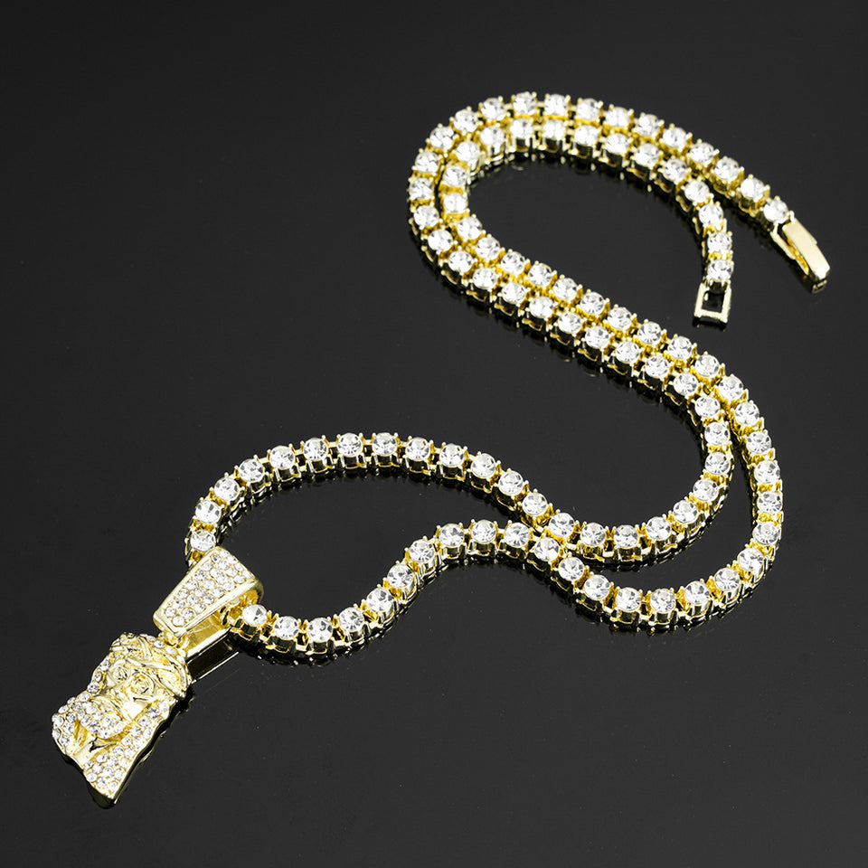 Hip Hop Pendant Necklace With 4mm Tennis Chain