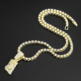Hip Hop Pendant Necklace With 4mm Tennis Chain