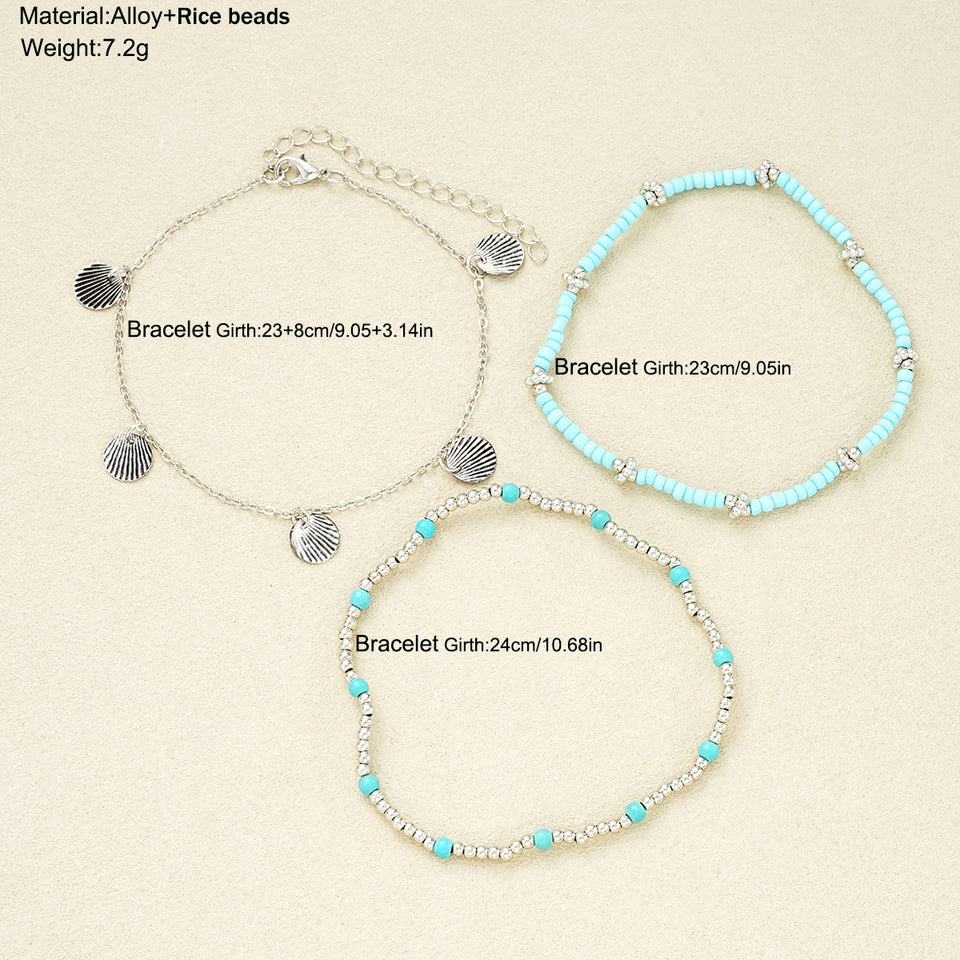 Shell Bead Anklet Set Three-piece Set