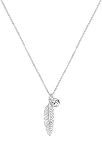 Zinc Alloy European And American Fashion & Trend Ornament Feather Diamond Pendant Necklace