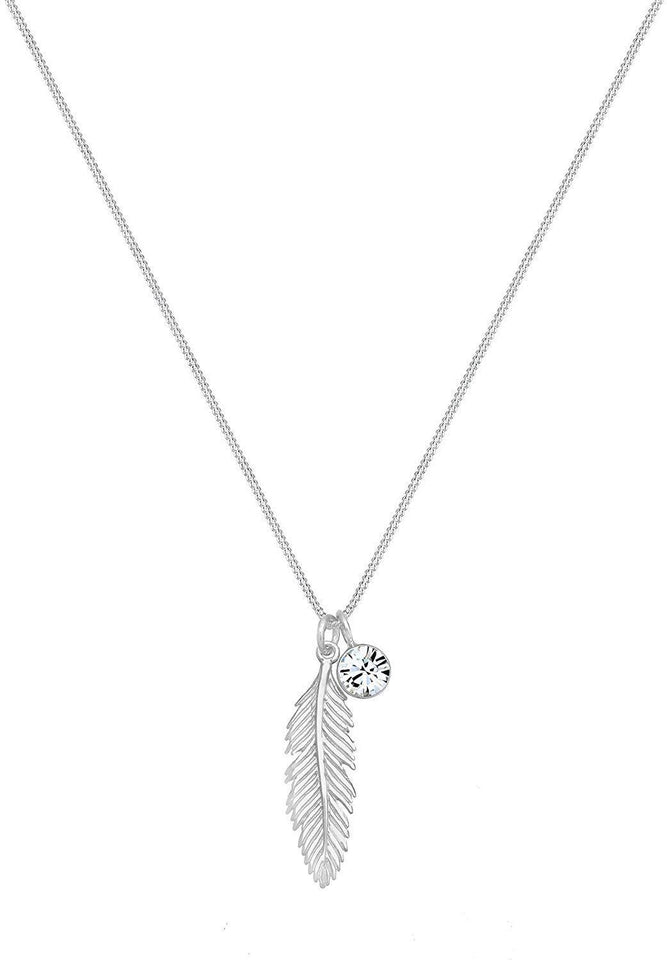 Zinc Alloy European And American Fashion & Trend Ornament Feather Diamond Pendant Necklace