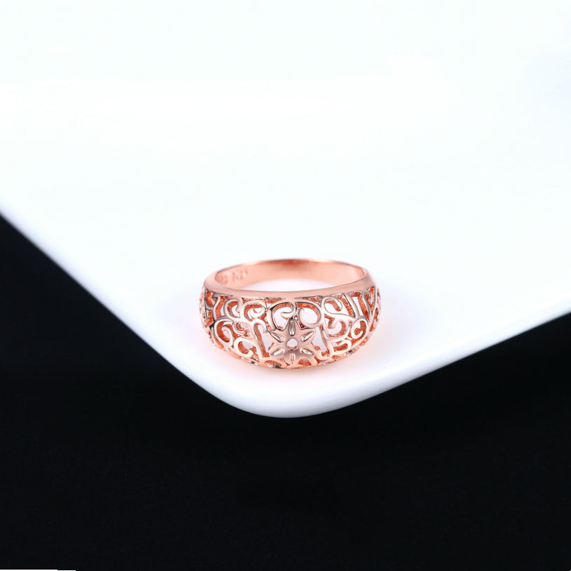 Flower Cutout Craft Rose Gold Fashion Ring