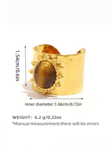 Retro Stainless Steel Gemstone Ring