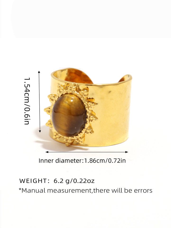 Retro Stainless Steel Gemstone Ring