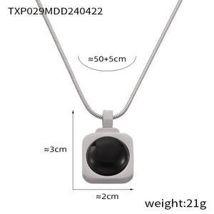 Personality Affordable Luxury Ornament Inlaid Tigereye Design Titanium Steel Necklace