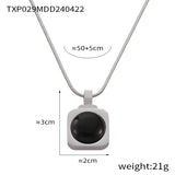 Personality Affordable Luxury Ornament Inlaid Tigereye Design Titanium Steel Necklace
