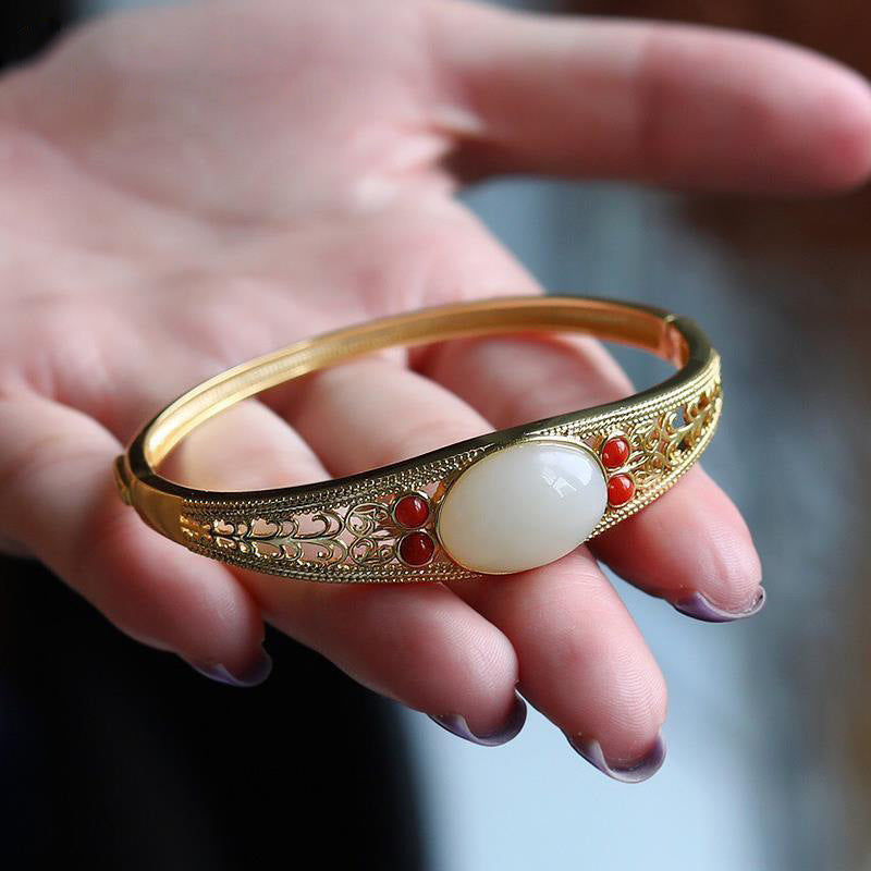 Fashion Natural Hetian Sterling Silver Bracelet