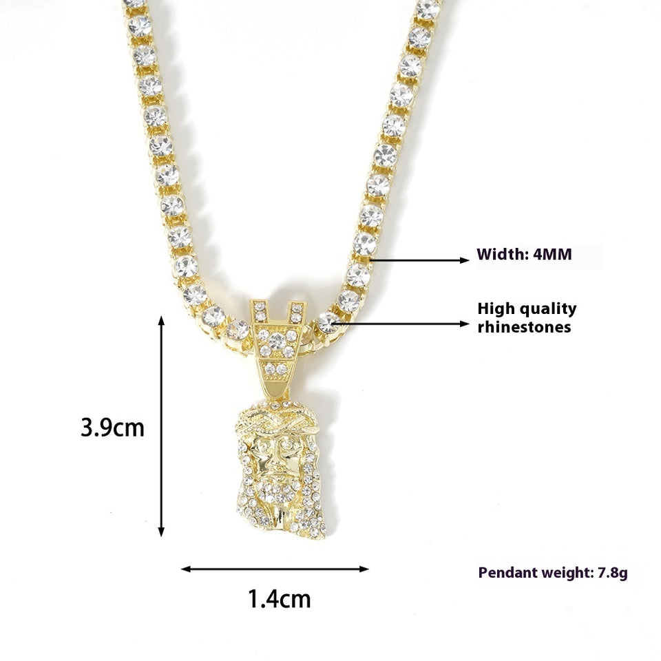 Hip Hop Pendant Necklace With 4mm Tennis Chain