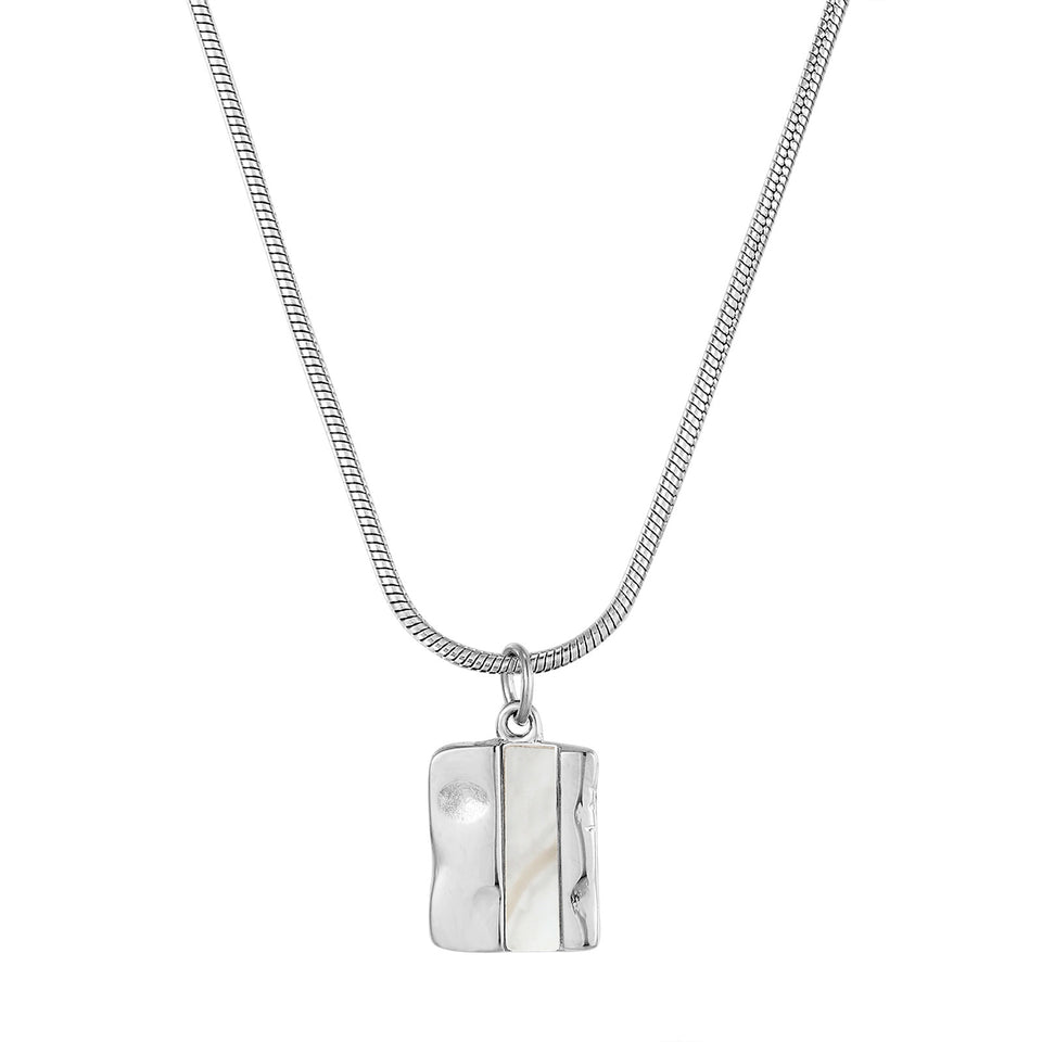 Titanium Steel Curb Chain Square Women's Gold Geometric Simple 14K Gold Inlaid Shell Necklace