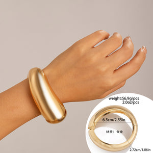 Women's Exaggerated Large Water Drop Metal Glossy Surface Mirror Open-ended Bracelet