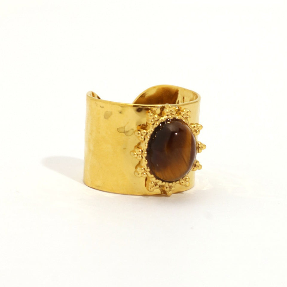 Retro Stainless Steel Gemstone Ring