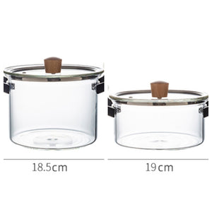 High Borosilicate Transparent Pot Double Ear Glass Pot