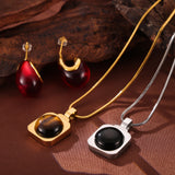 Personality Affordable Luxury Ornament Inlaid Tigereye Design Titanium Steel Necklace