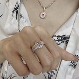 Inlaid Diamond Light Big Diamond Brushed Ring