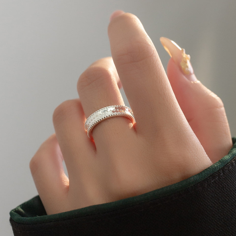 Fashionable Design Graceful Personality Fine Rice Noodles Round Beads Open Ring For Women
