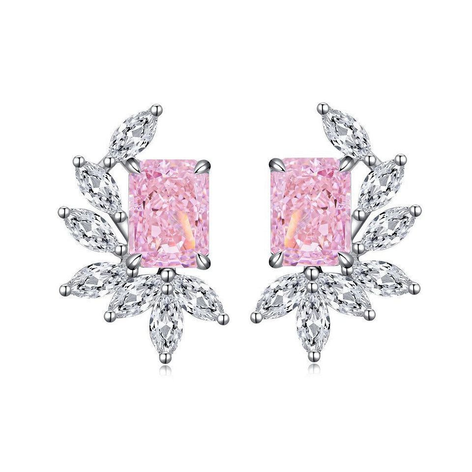 Women's Full Diamond Ice Flower Ear Studs