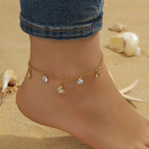 Beach Style Simple Color Rhinestone Anklet