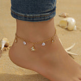Beach Style Simple Color Rhinestone Anklet