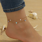 Beach Style Simple Color Rhinestone Anklet