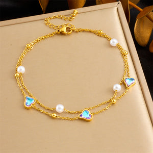 Beach Style Simple Color Rhinestone Anklet