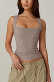 Summer Square-neck Tank Vest Ins Fashion Slim Solid Sleeveless Tops For Women Clothing