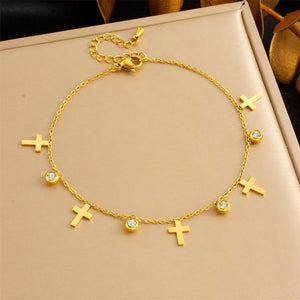 Beach Style Simple Color Rhinestone Anklet