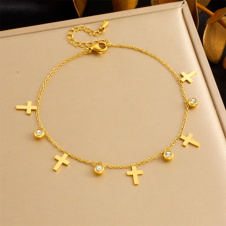 Beach Style Simple Color Rhinestone Anklet