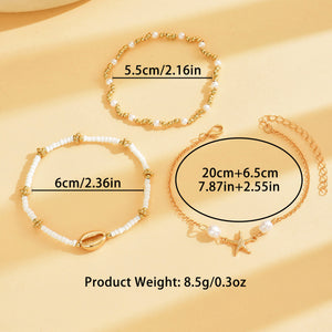 Beach Vacation Bead Shell Starfish Foot Ornaments Anklet Three-piece Set
