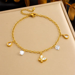 Beach Style Simple Color Rhinestone Anklet