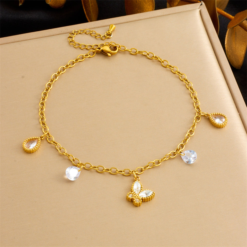 Beach Style Simple Color Rhinestone Anklet