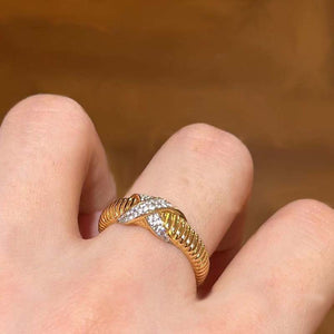 Hemp Pattern Cross Diamond-studded Ring