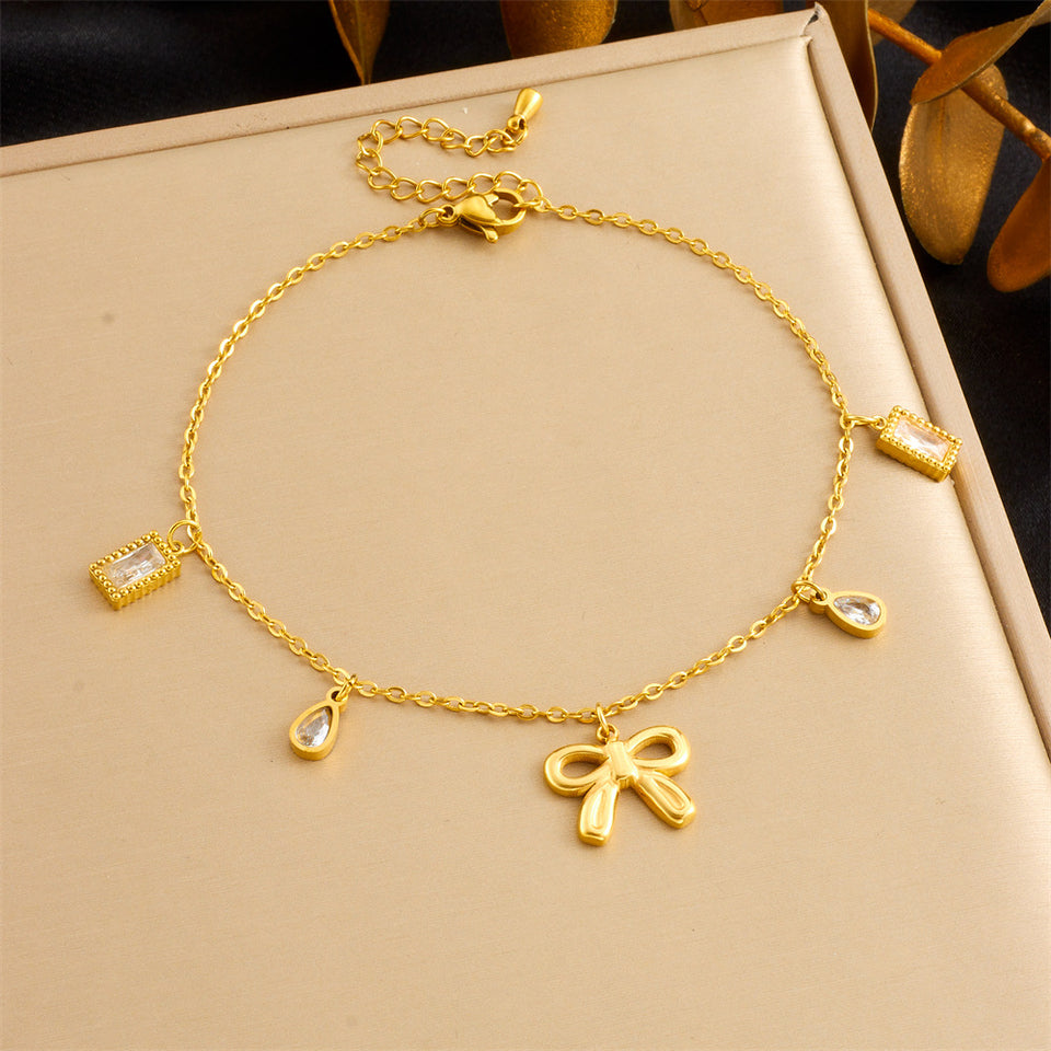 Beach Style Simple Color Rhinestone Anklet